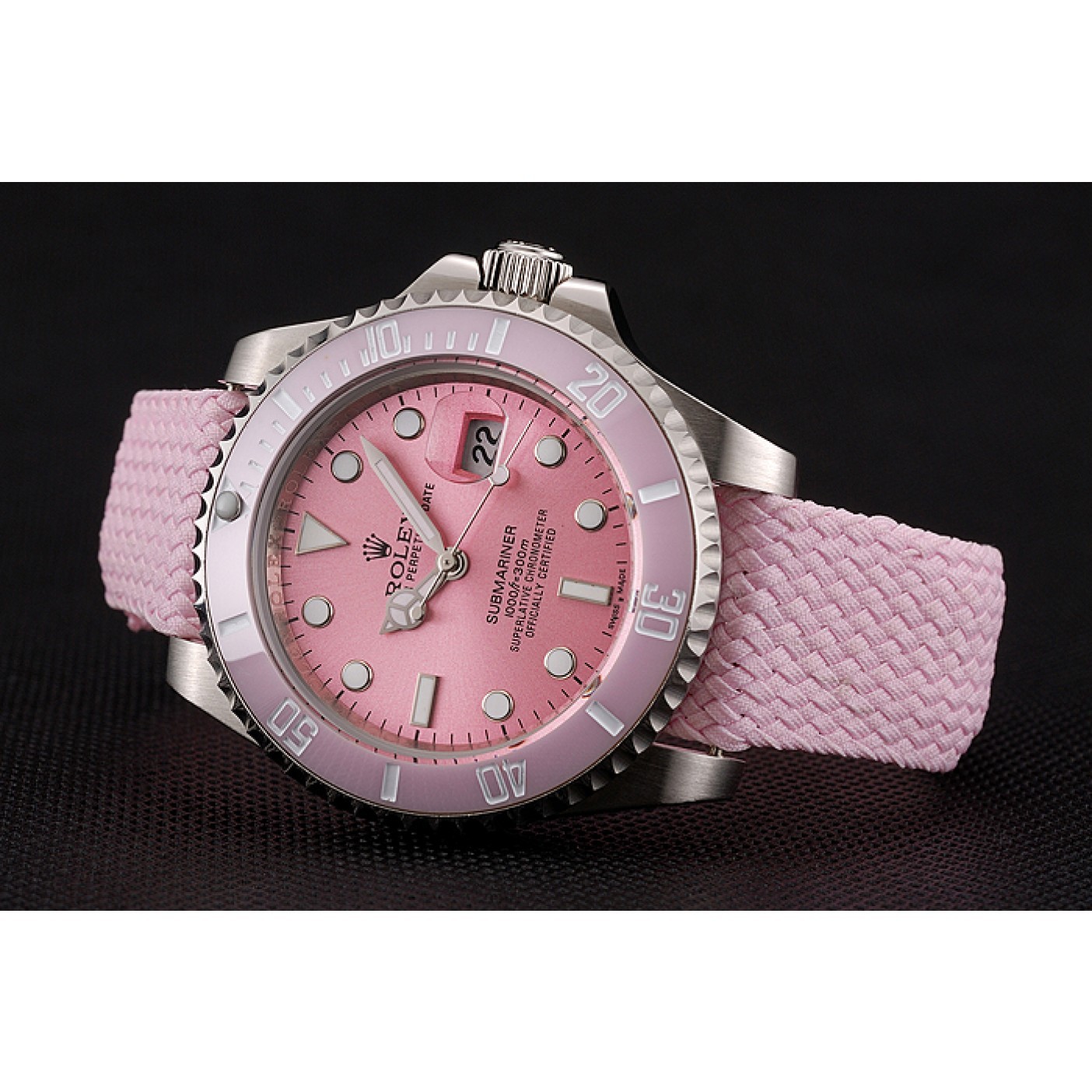 MiroTime Rolex Submariner Pink Dial Pink Bezel Pink Fabric Bracelet 1453866