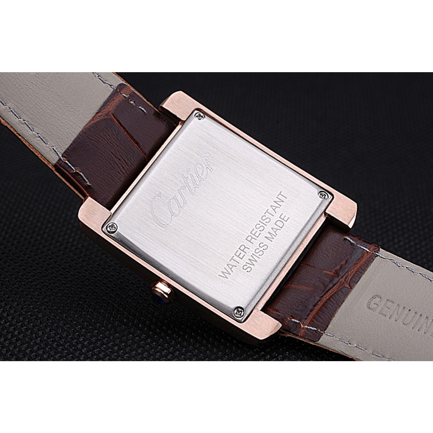 MiroTime Cartier Tank MC Gold Diamond Case Brown Dial Brown Leather Strap 622170
