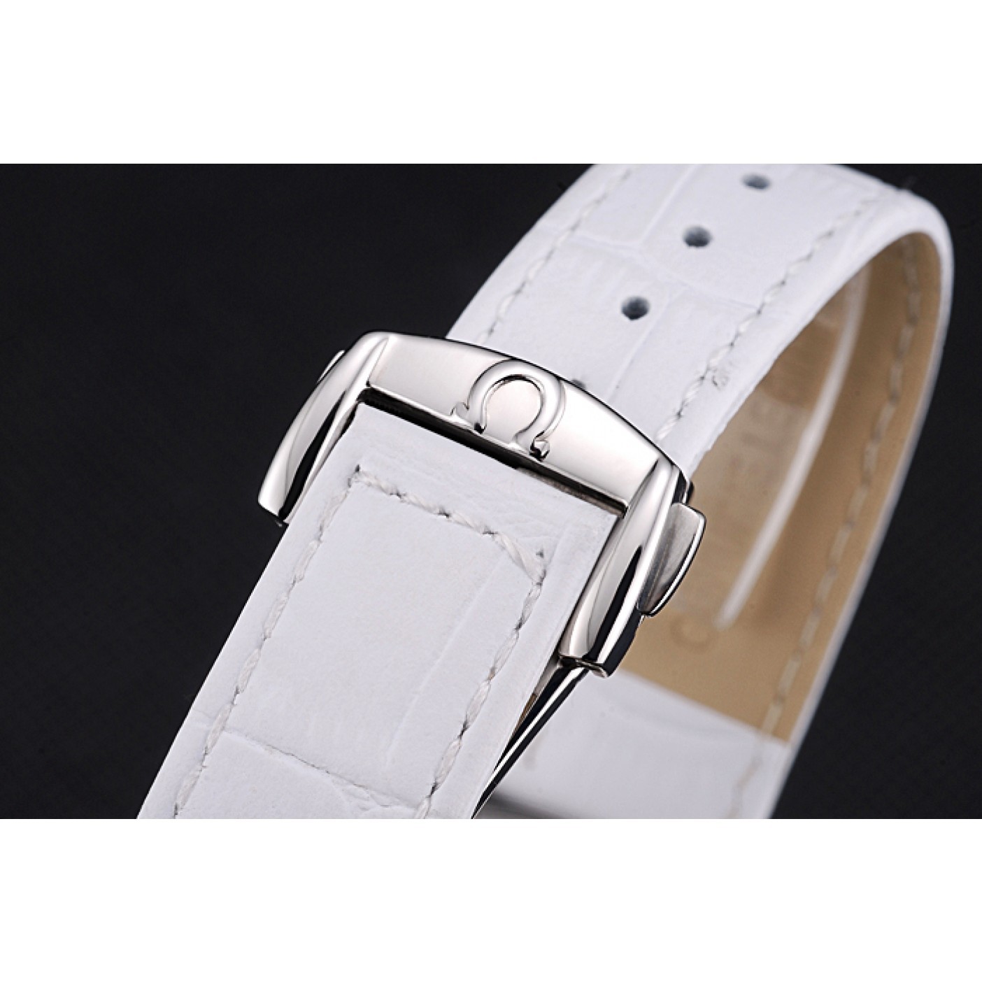 MiroTime Omega Speedmaster Chronograph White Dial White Leather Bracelet 622452