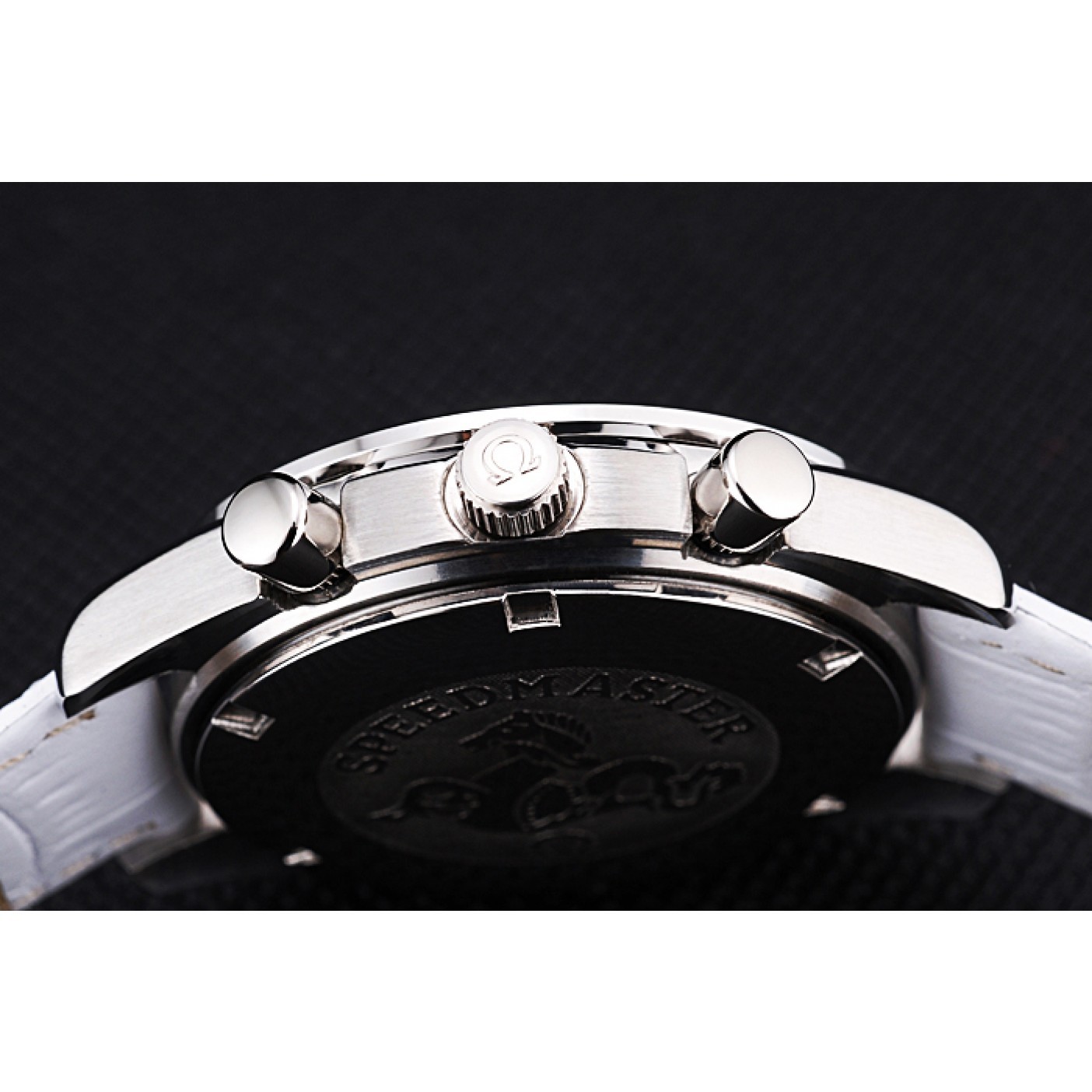 MiroTime Omega Speedmaster Chronograph White Dial White Leather Bracelet 622452