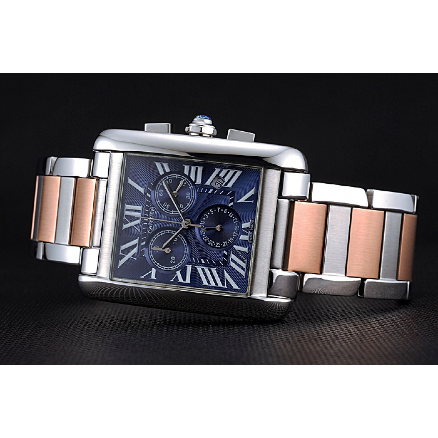 MiroTime Cartier Tank MC Blue Dial Stainless Steel Case Two Tone Bracelet 622700