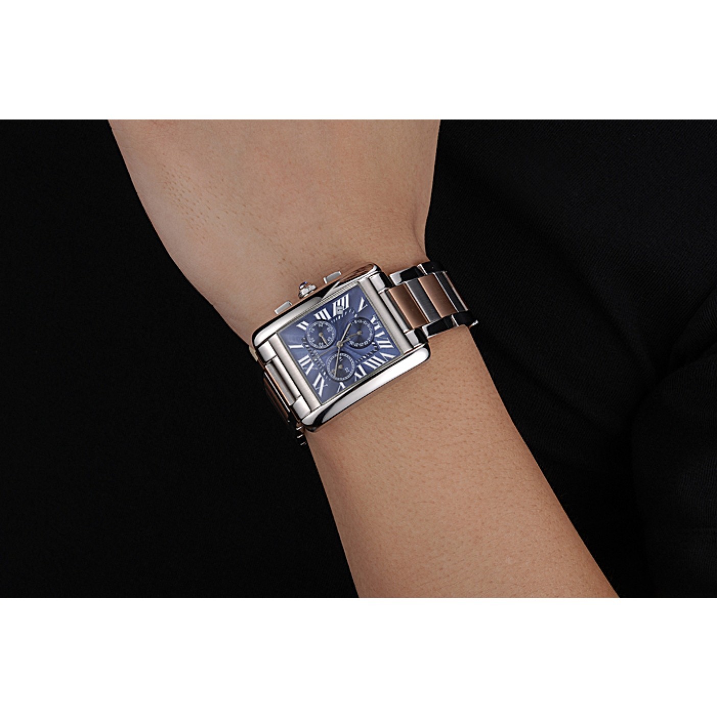 MiroTime Cartier Tank MC Blue Dial Stainless Steel Case Two Tone Bracelet 622700