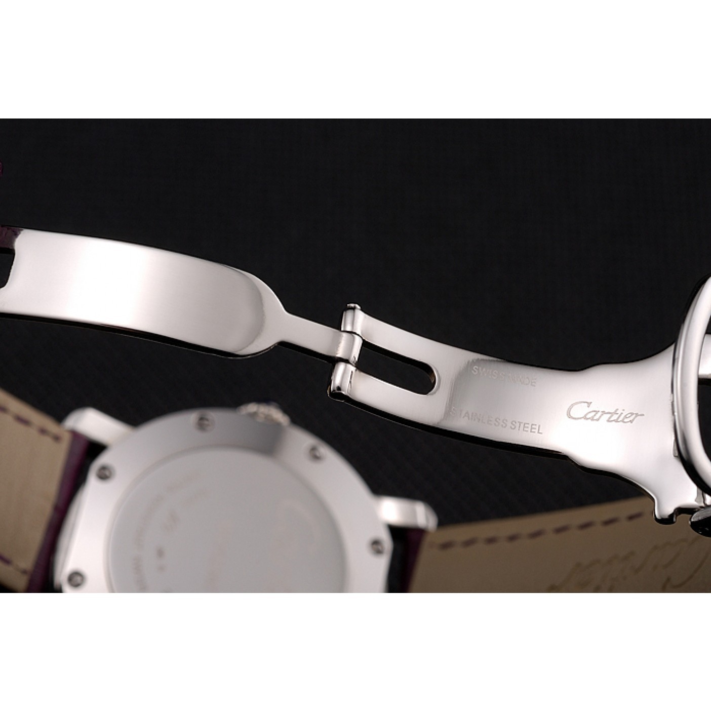 MiroTime Cartier Ronde White Dial Stainless Steel Case Purple Leather Strap