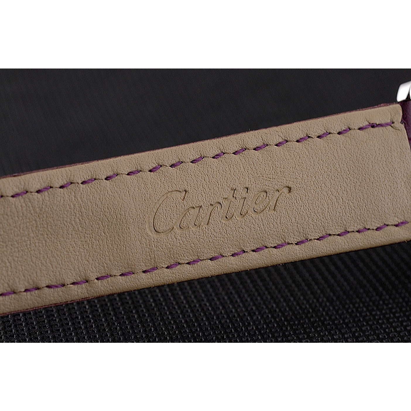 MiroTime Cartier Ronde White Dial Stainless Steel Case Purple Leather Strap