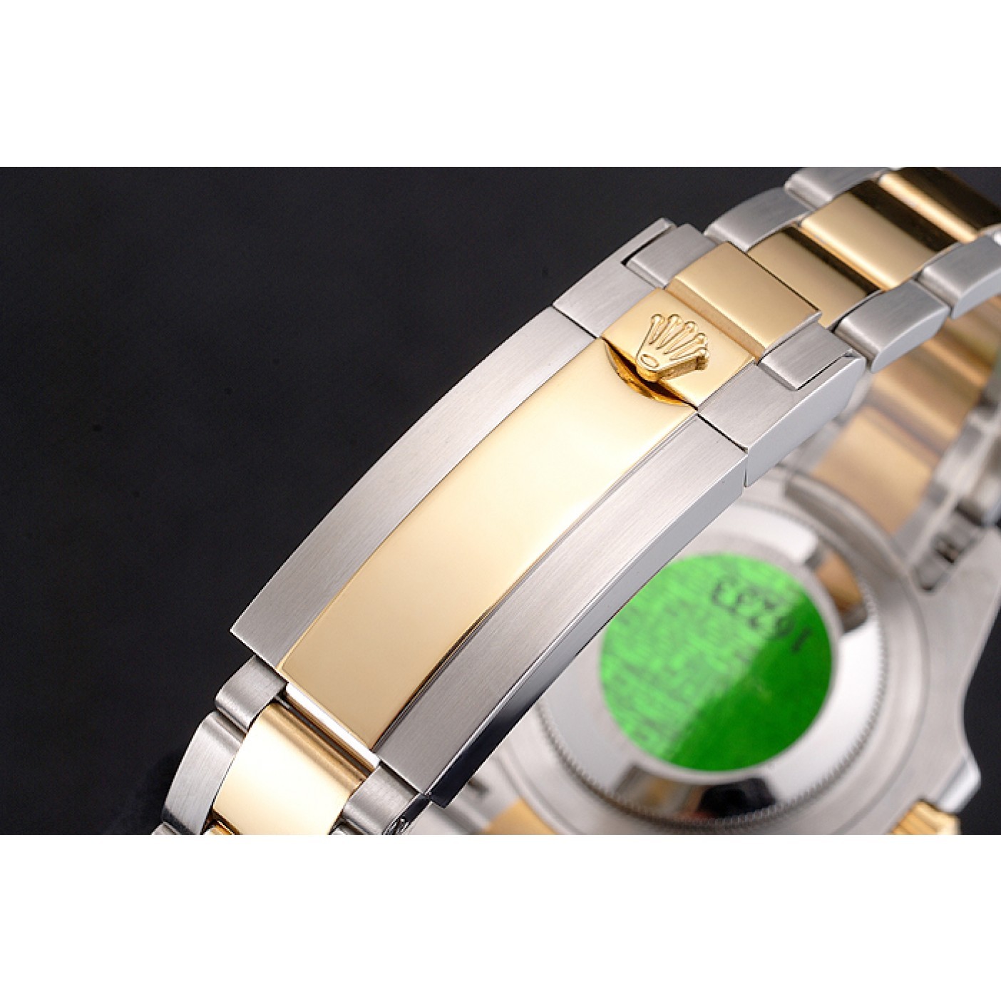 MiroTime Swiss Rolex Submariner Gold Dial Diamond Markings Black Bezel Two Tone Steel Gold Bracelet