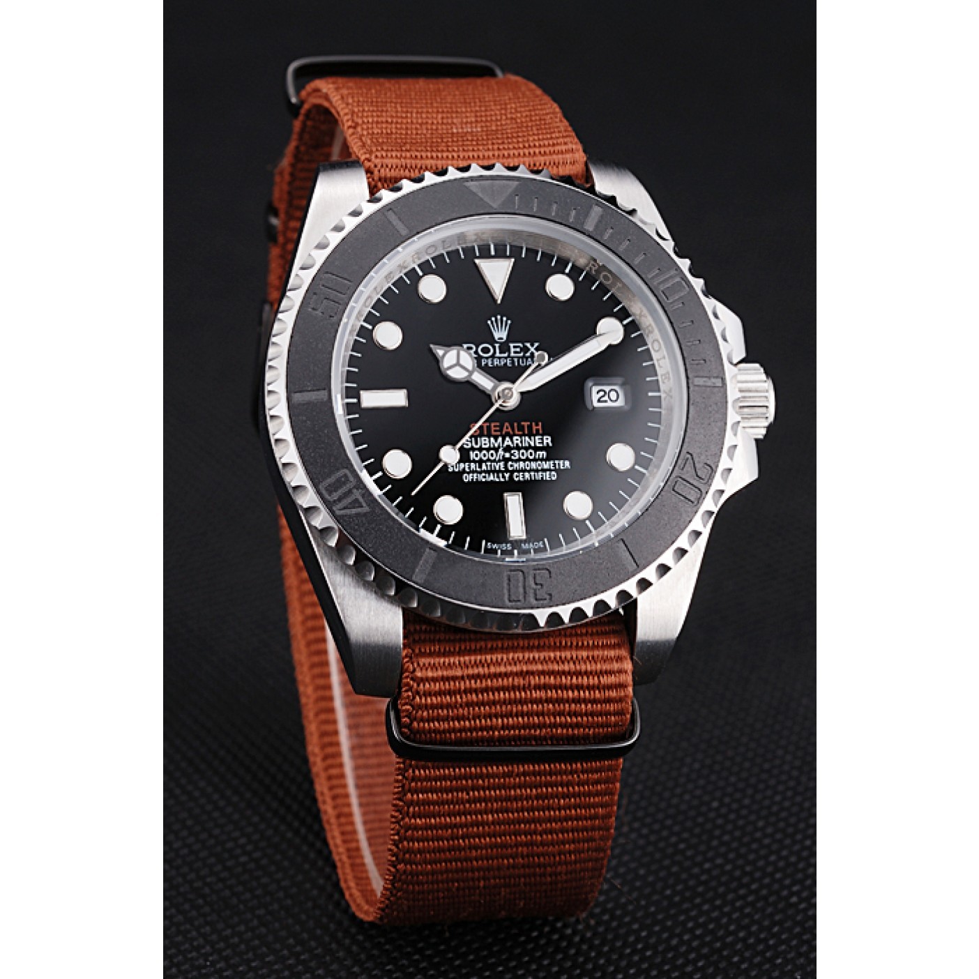 MiroTime Rolex Submariner STEALTH MK III Brown Fabric Band rl425 621387