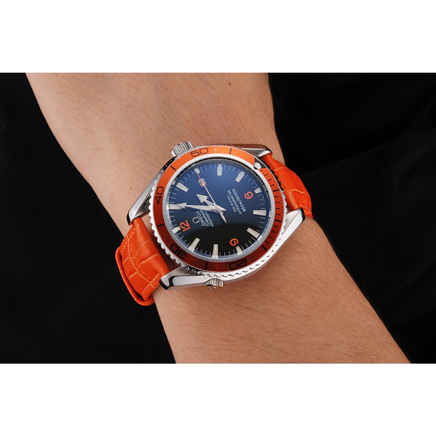 MiroTime Omega Seamaster Planet Ocean Co-axial Orange Case Black Dial 98100
