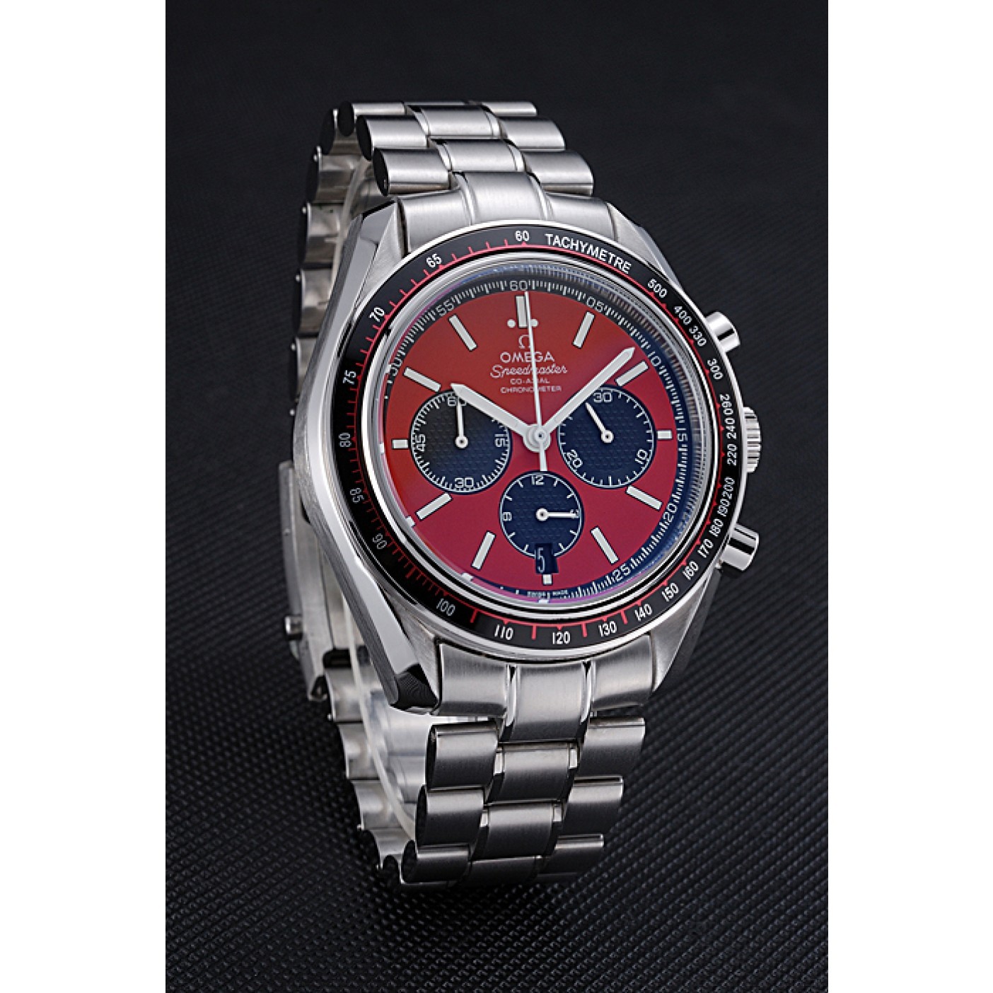 MiroTime Omega Speedmaster Red Grey Stainless Steel Strap 622054