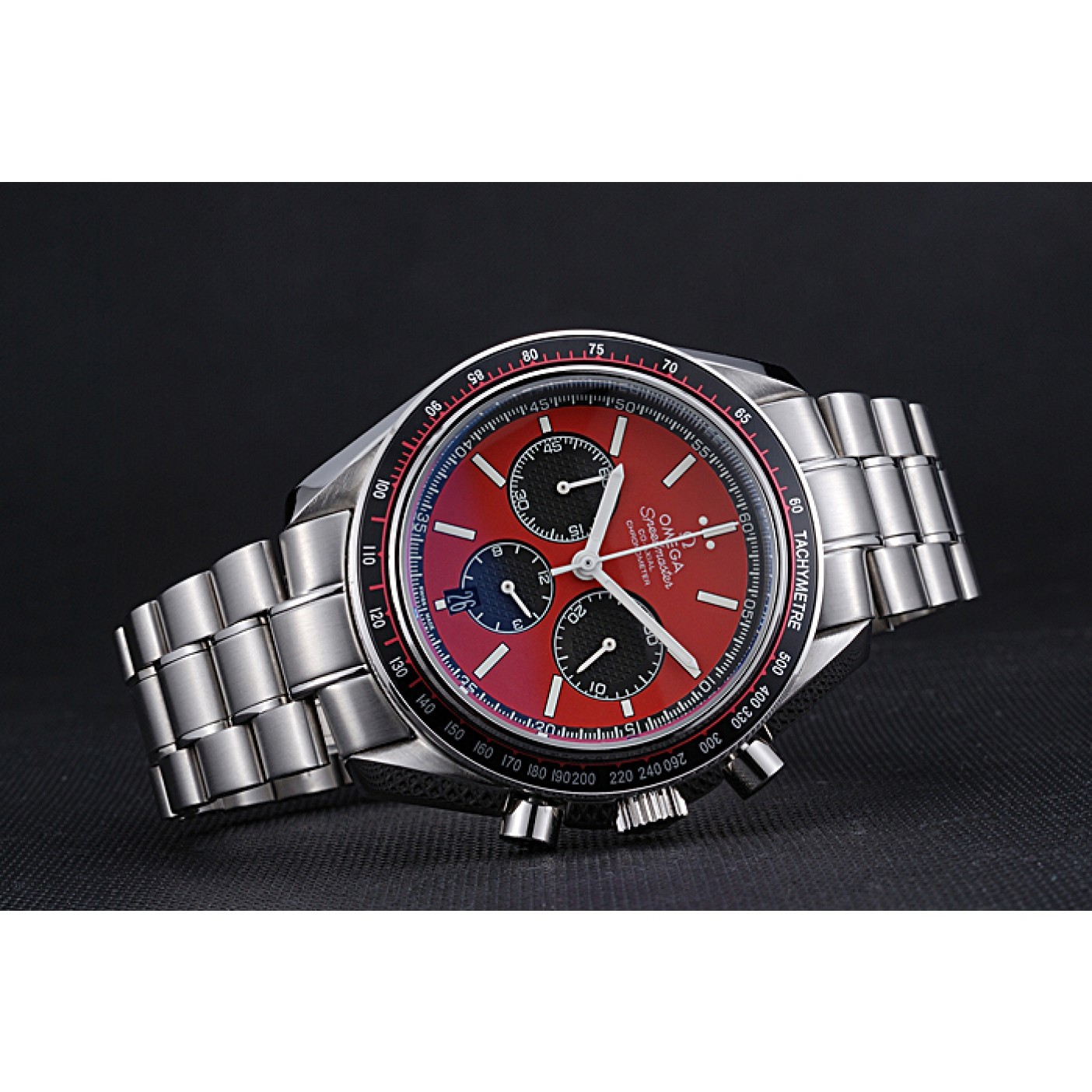 MiroTime Omega Speedmaster Red Grey Stainless Steel Strap 622054