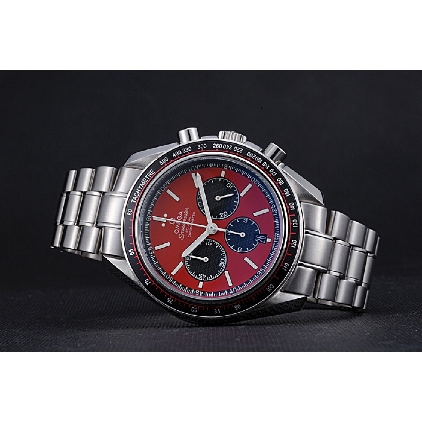 MiroTime Omega Speedmaster Red Grey Stainless Steel Strap 622054
