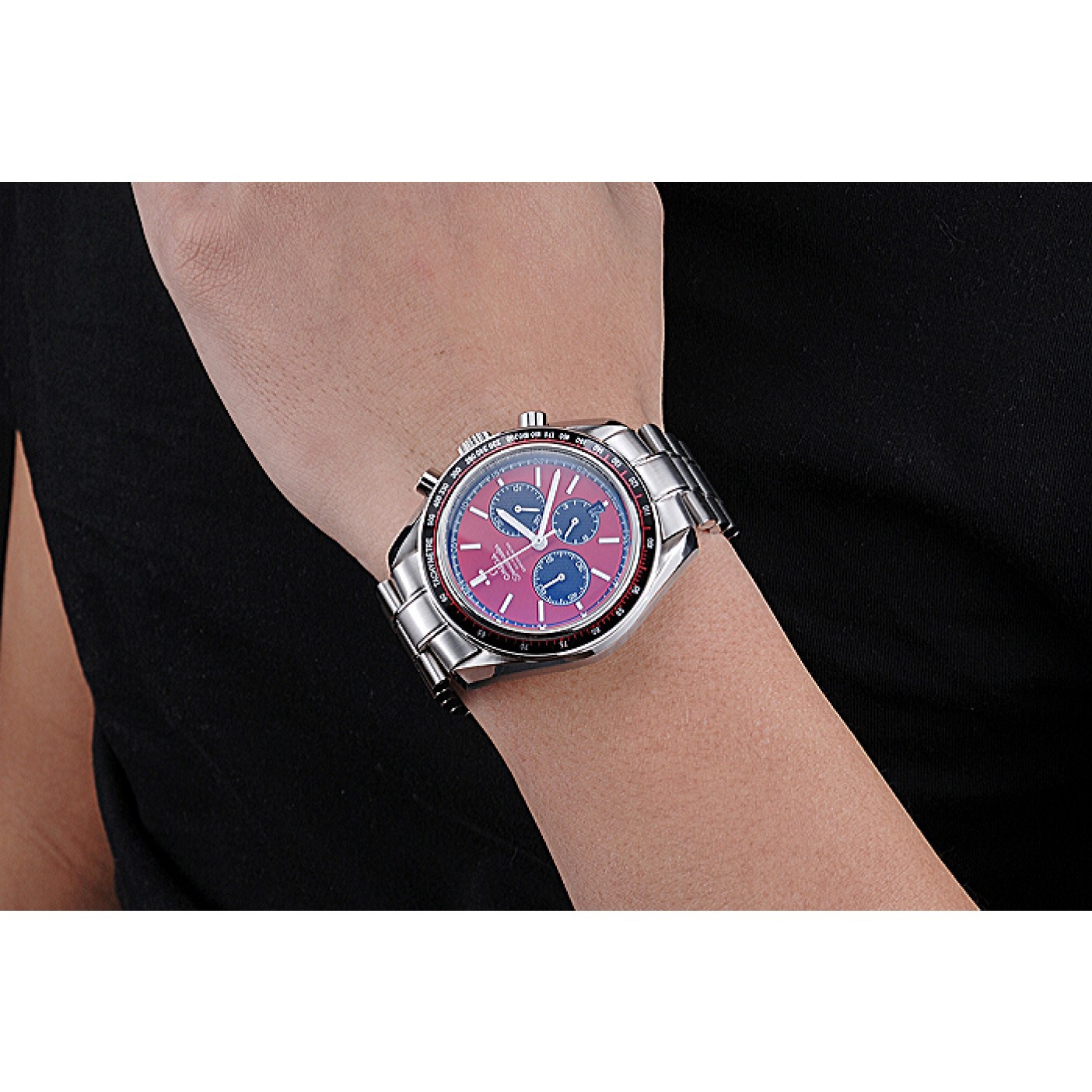 MiroTime Omega Speedmaster Red Grey Stainless Steel Strap 622054