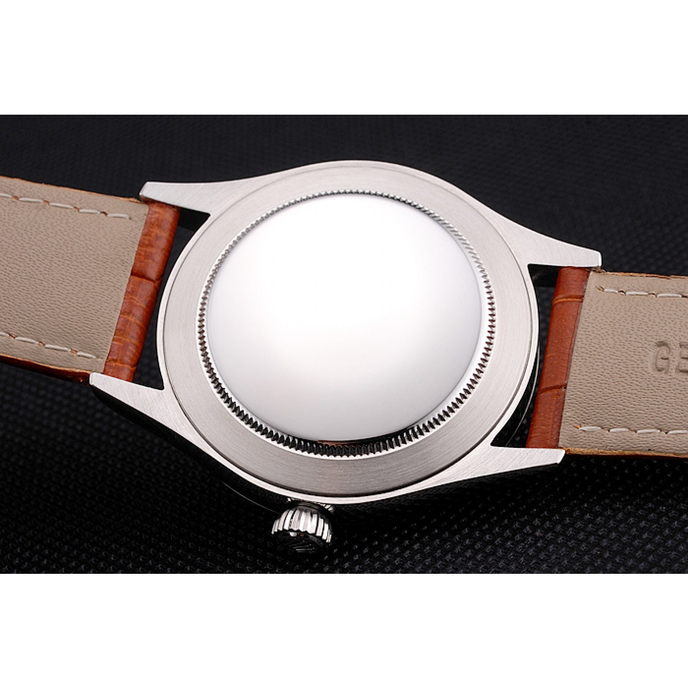 MiroTime Swiss Rolex Datejust Blue Dial Stainless Steel Case Light Brown Leather Strap