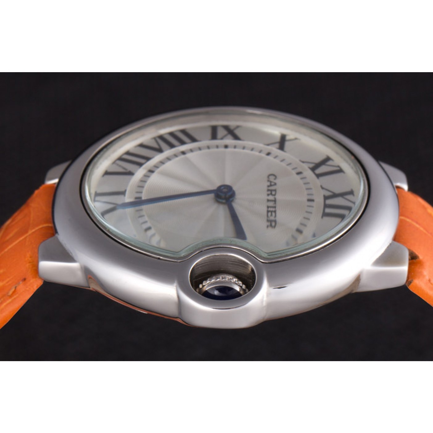 MiroTime Cartier Ballon Bleu Silver Bezel with White Dial and Orange Leather Band 621550