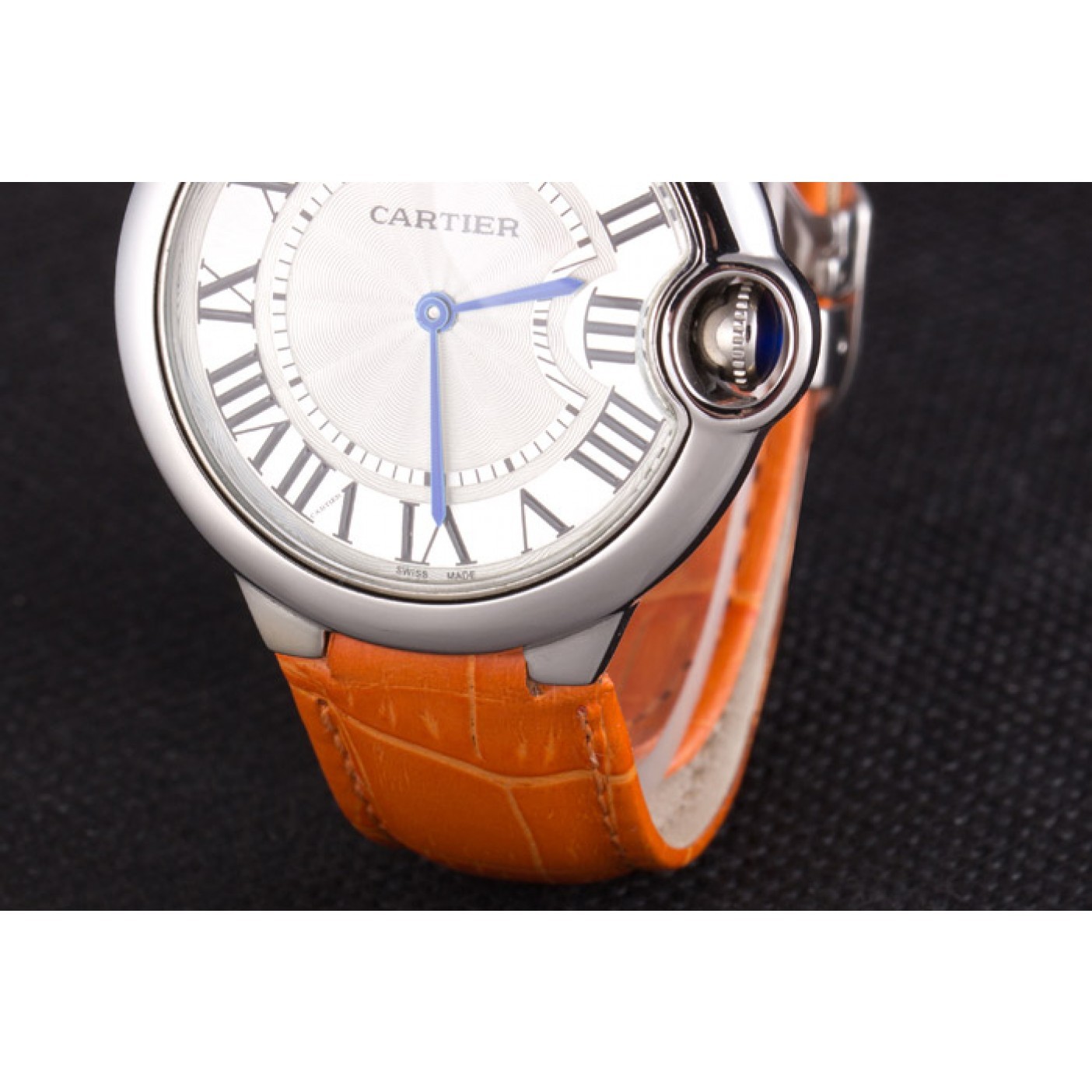 MiroTime Cartier Ballon Bleu Silver Bezel with White Dial and Orange Leather Band 621550