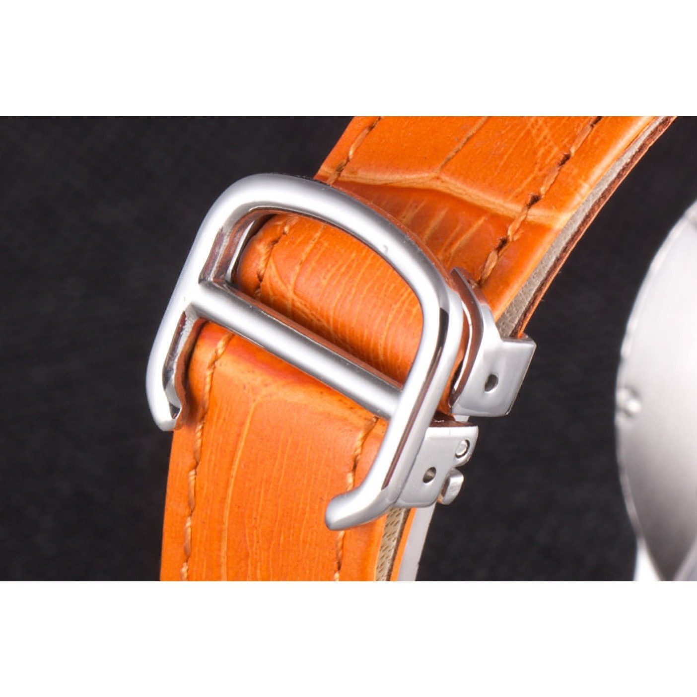 MiroTime Cartier Ballon Bleu Silver Bezel with White Dial and Orange Leather Band 621550