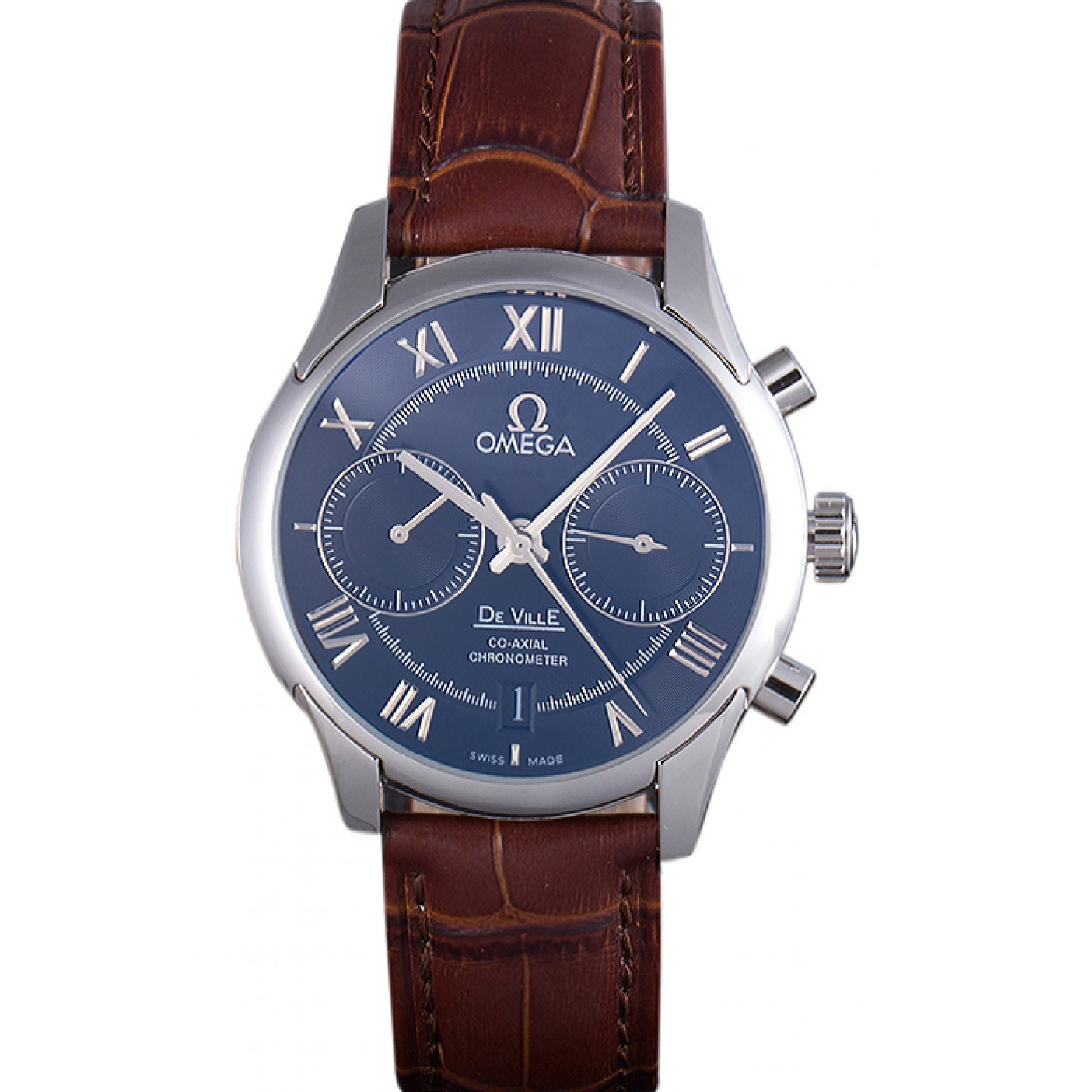MiroTime Omega DeVille Silver Bezel with Grey Dial and Brown Leather Strap 621567