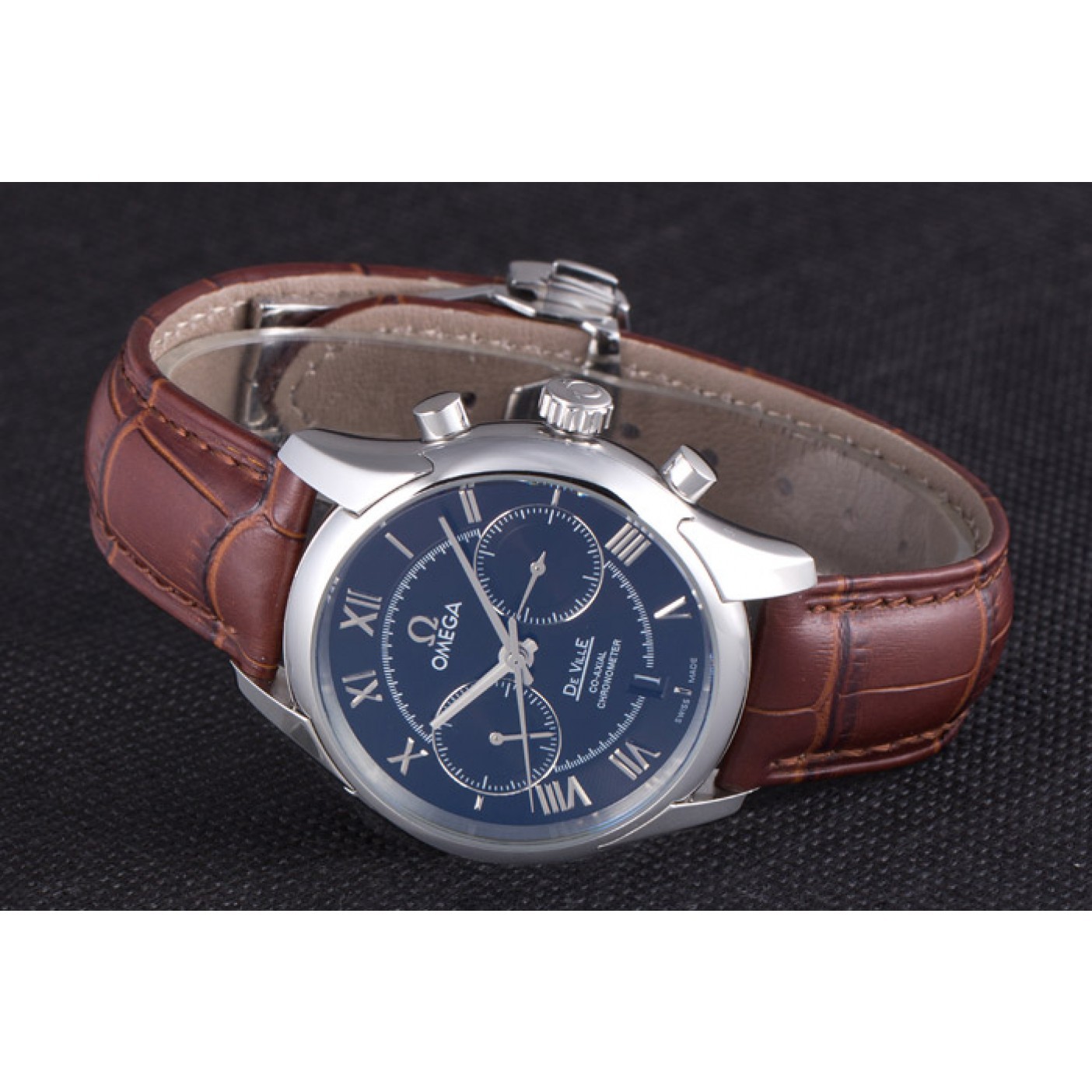 MiroTime Omega DeVille Silver Bezel with Grey Dial and Brown Leather Strap 621567