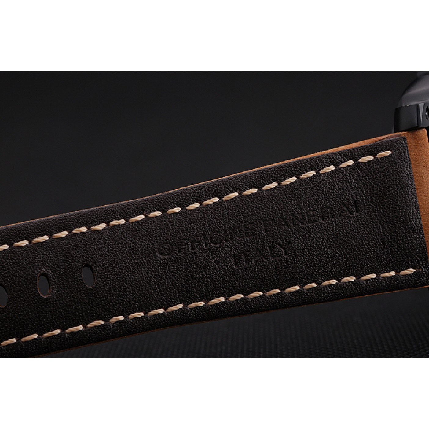 MiroTime Panerai Luminor 1950 3 Days Power Reserve Black Dial Black Case Brown Suede Leather Strap