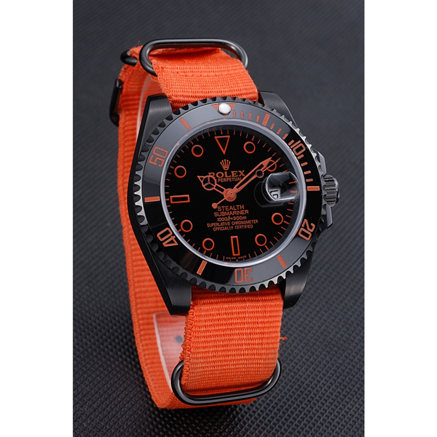 MiroTime Rolex Stealth Submariner Orange Nylon Strap 622011