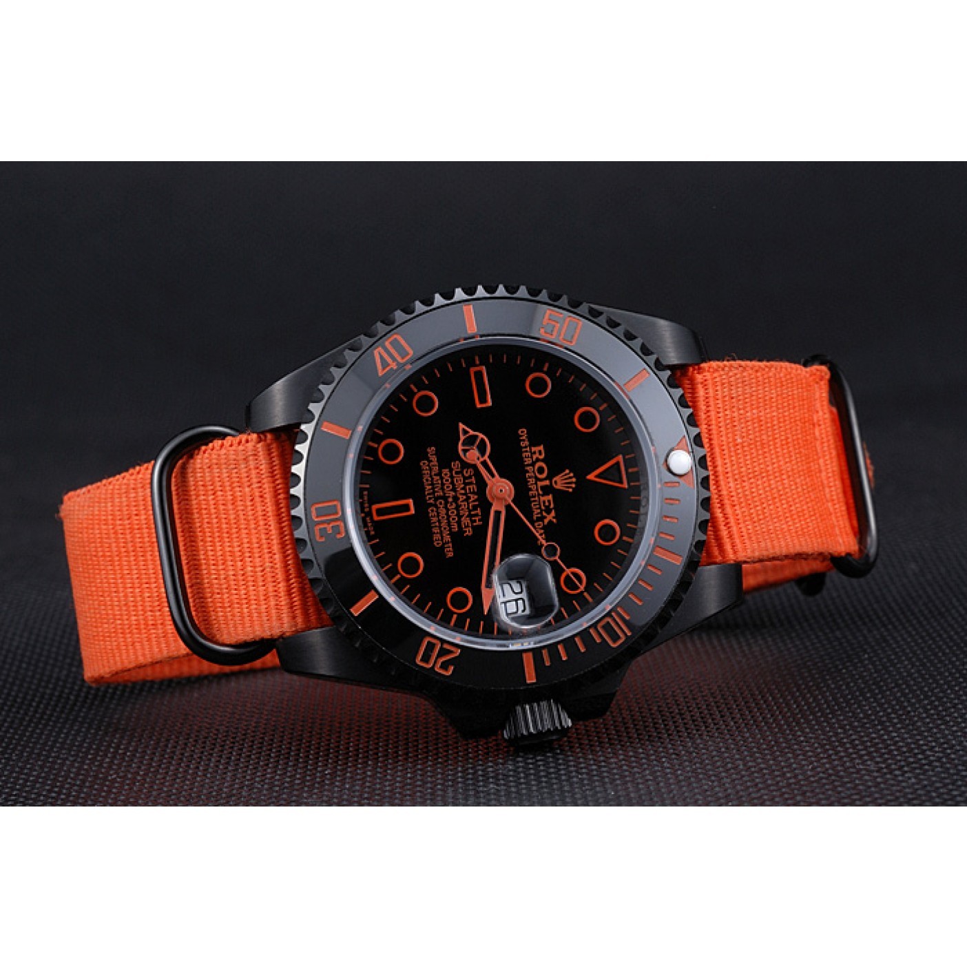 MiroTime Rolex Stealth Submariner Orange Nylon Strap 622011