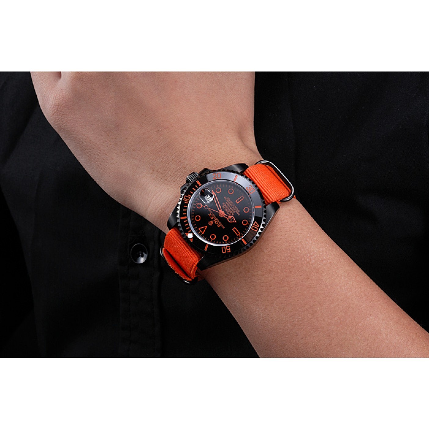 MiroTime Rolex Stealth Submariner Orange Nylon Strap 622011