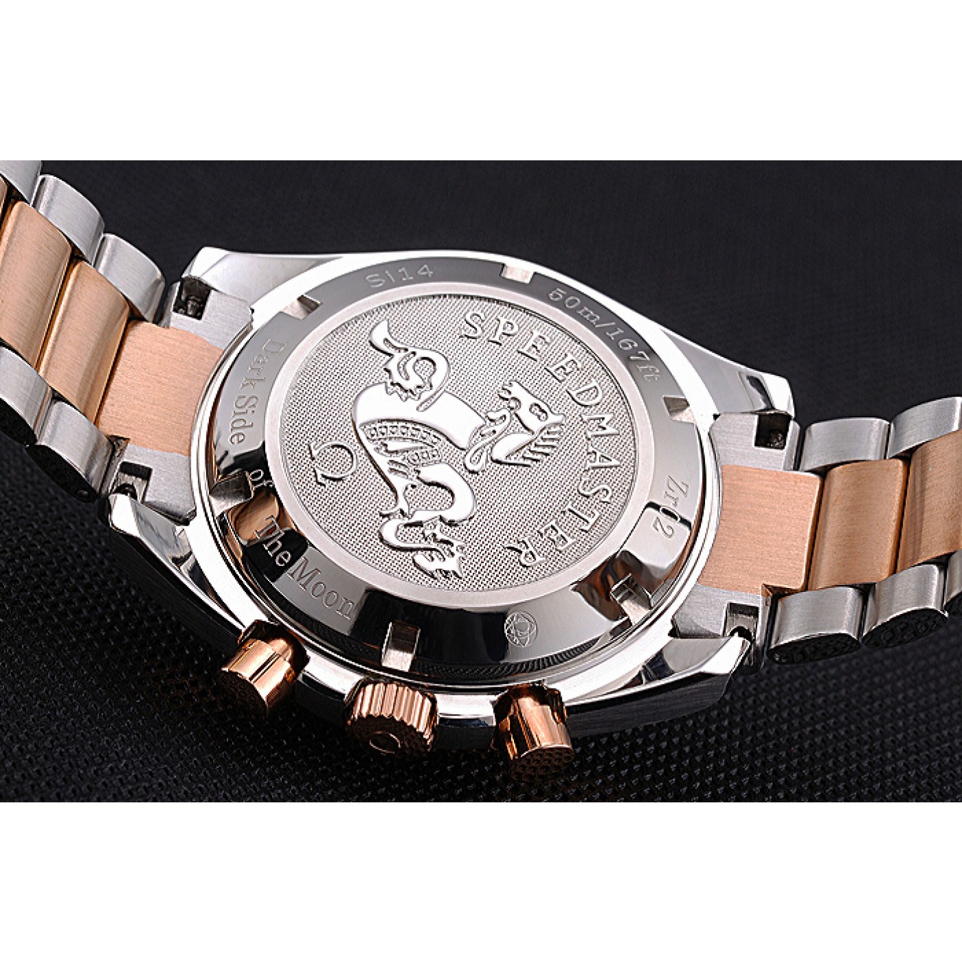 MiroTime Omega Speedmaster Black Dial Gold Bezel Stainless Steel Case Two Tone Bracelet 622804