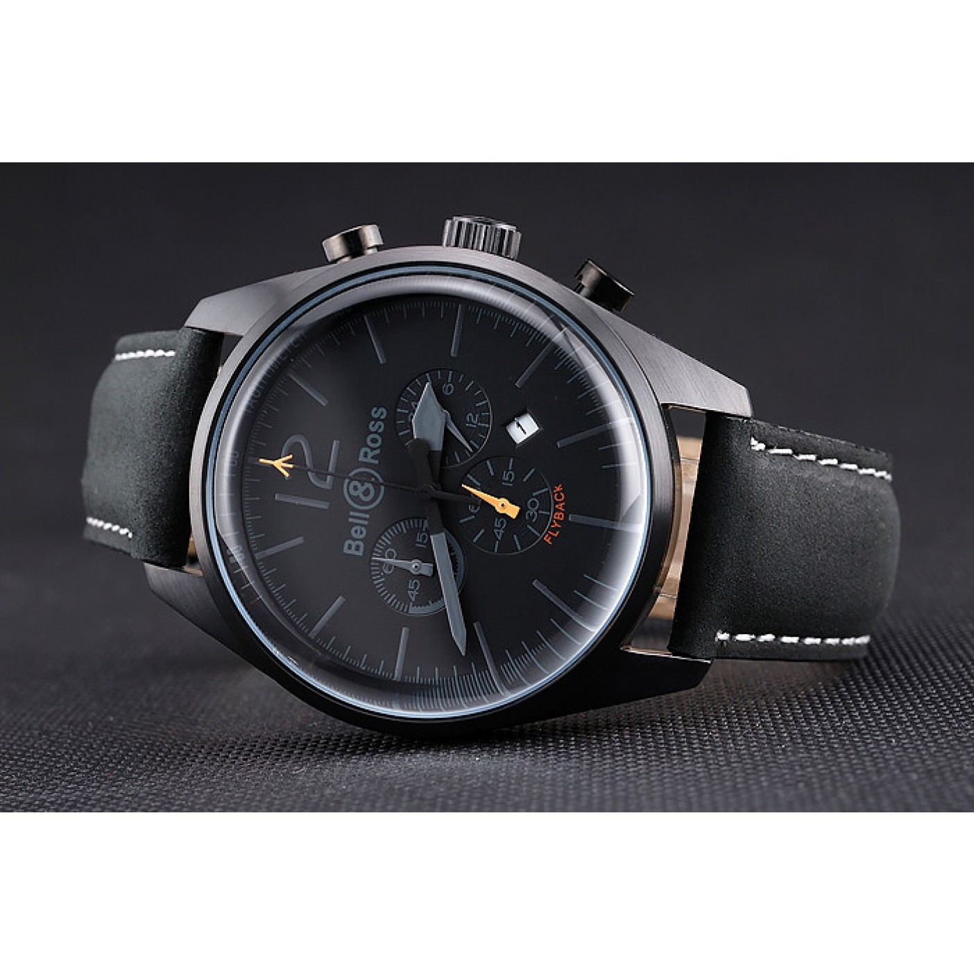 MiroTime Bell and Ross BR126 Flyback Black Dial Black Case Black Suede Leather Strap