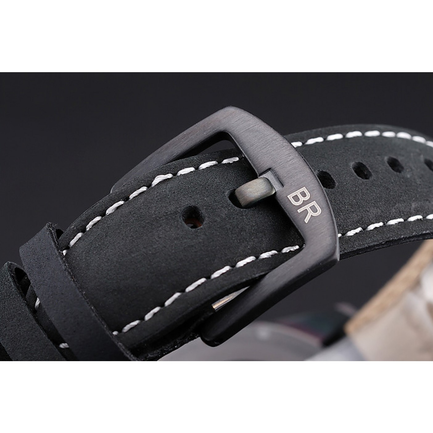 MiroTime Bell and Ross BR126 Flyback Black Dial Black Case Black Suede Leather Strap