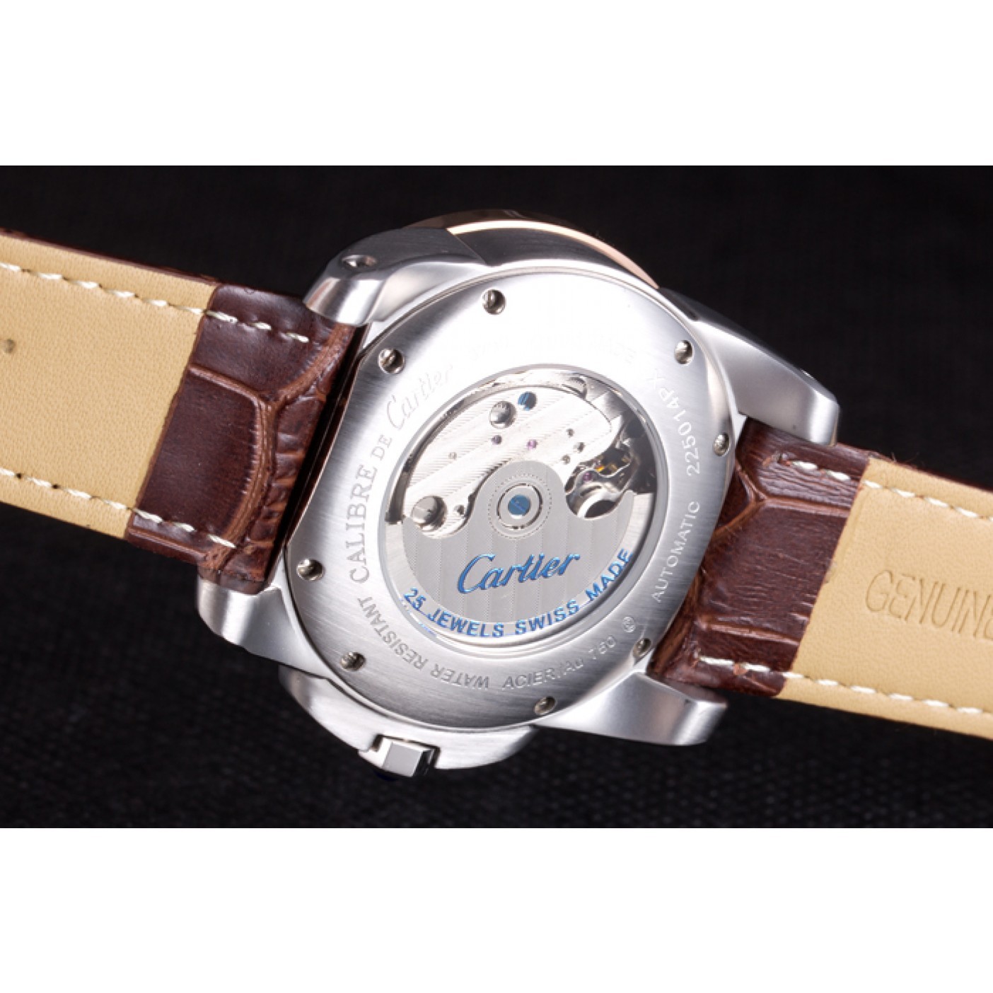 MiroTime Cartier Calibre Flying Tourbillon White Dial Two Tone Case Brown Leather Bracelet