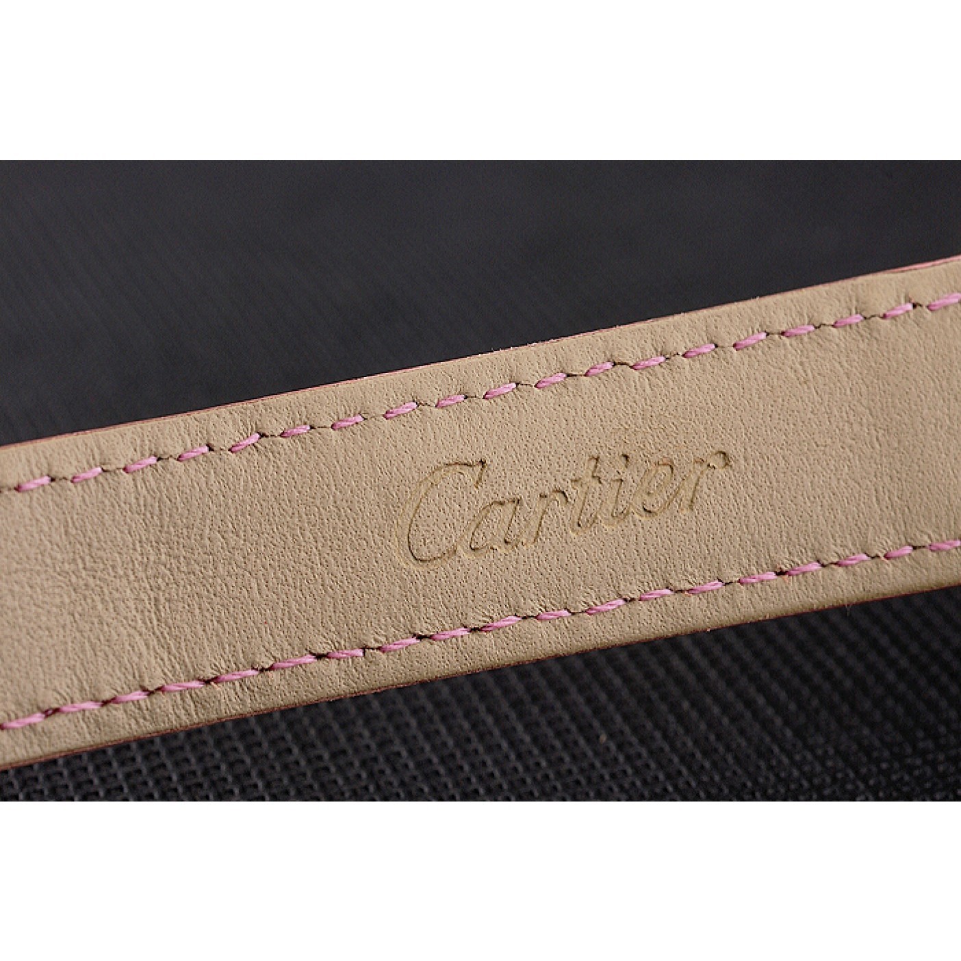 MiroTime Cartier Ronde White Dial Diamond Bezel Stainless Steel Case Pink Leather Strap