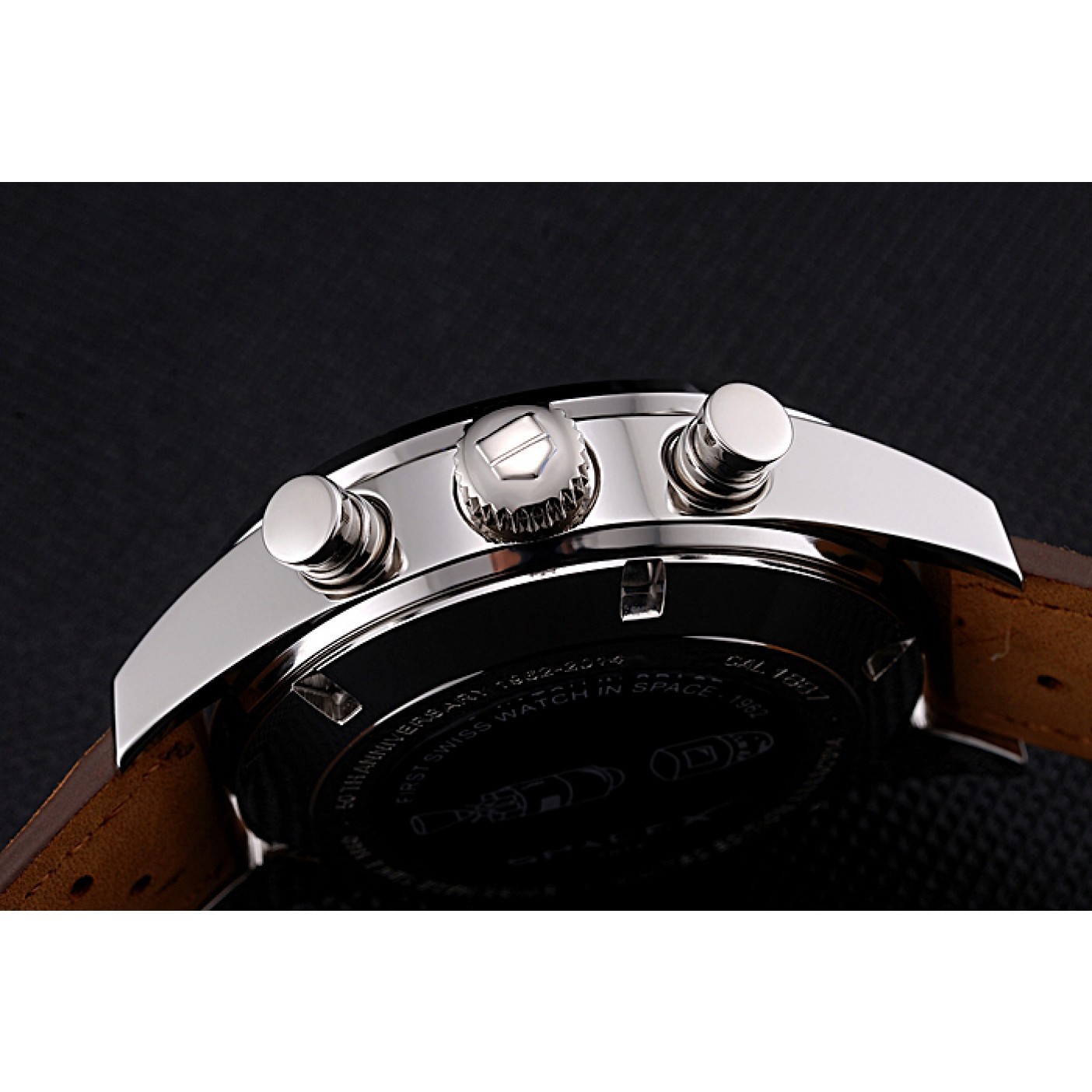 MiroTime Tag Heuer Carrera SpaceX-7 White Dial Silver Stainless Steel Case Brown Suede Strap