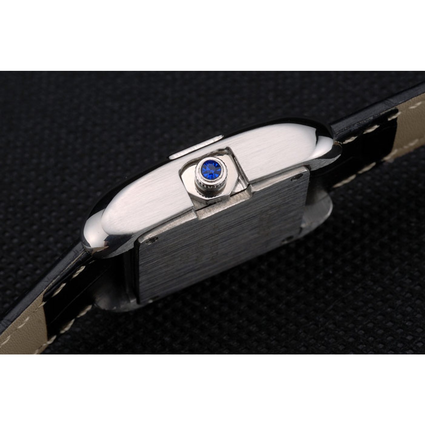 MiroTime Cartier Tank Anglaise White Tiger Dial Stainless Steel Case Black Leather Bracelet