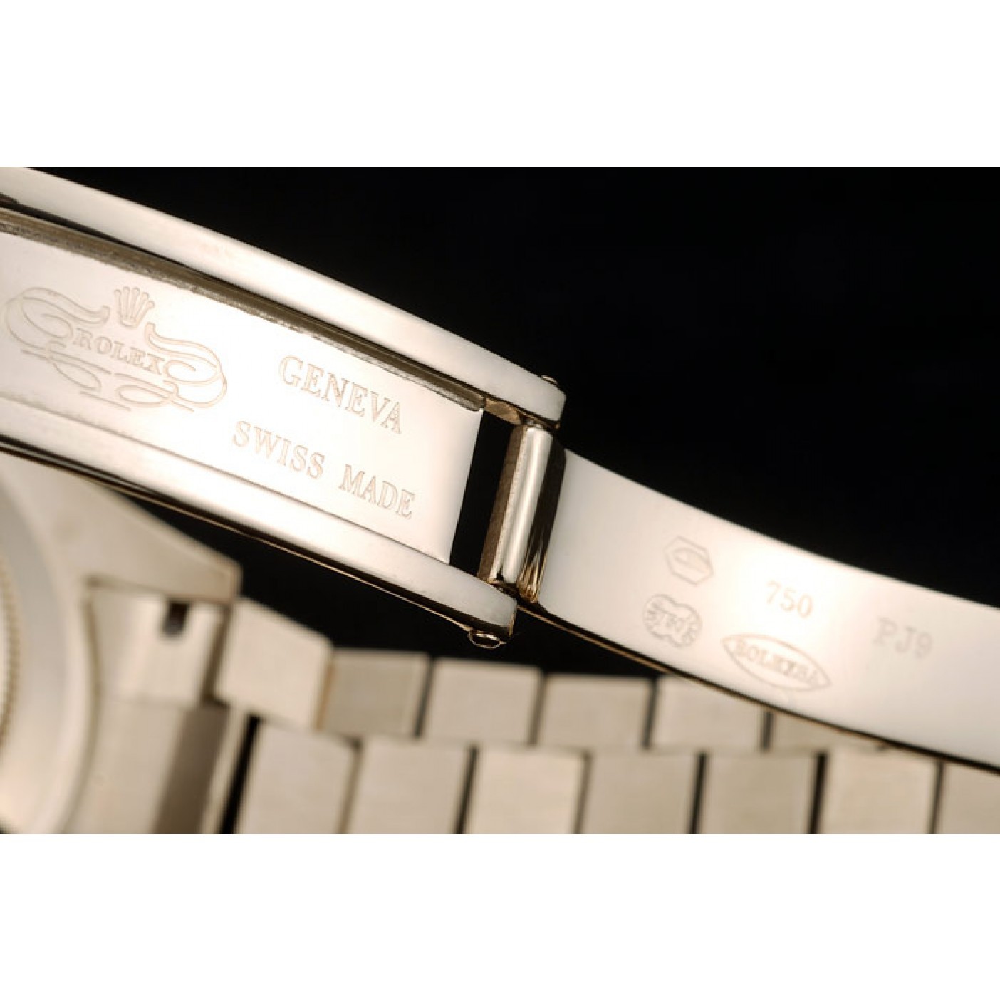MiroTime Rolex Swiss DayDate Gold Stainless Steel Ribbed Bezel Black Dial 41998