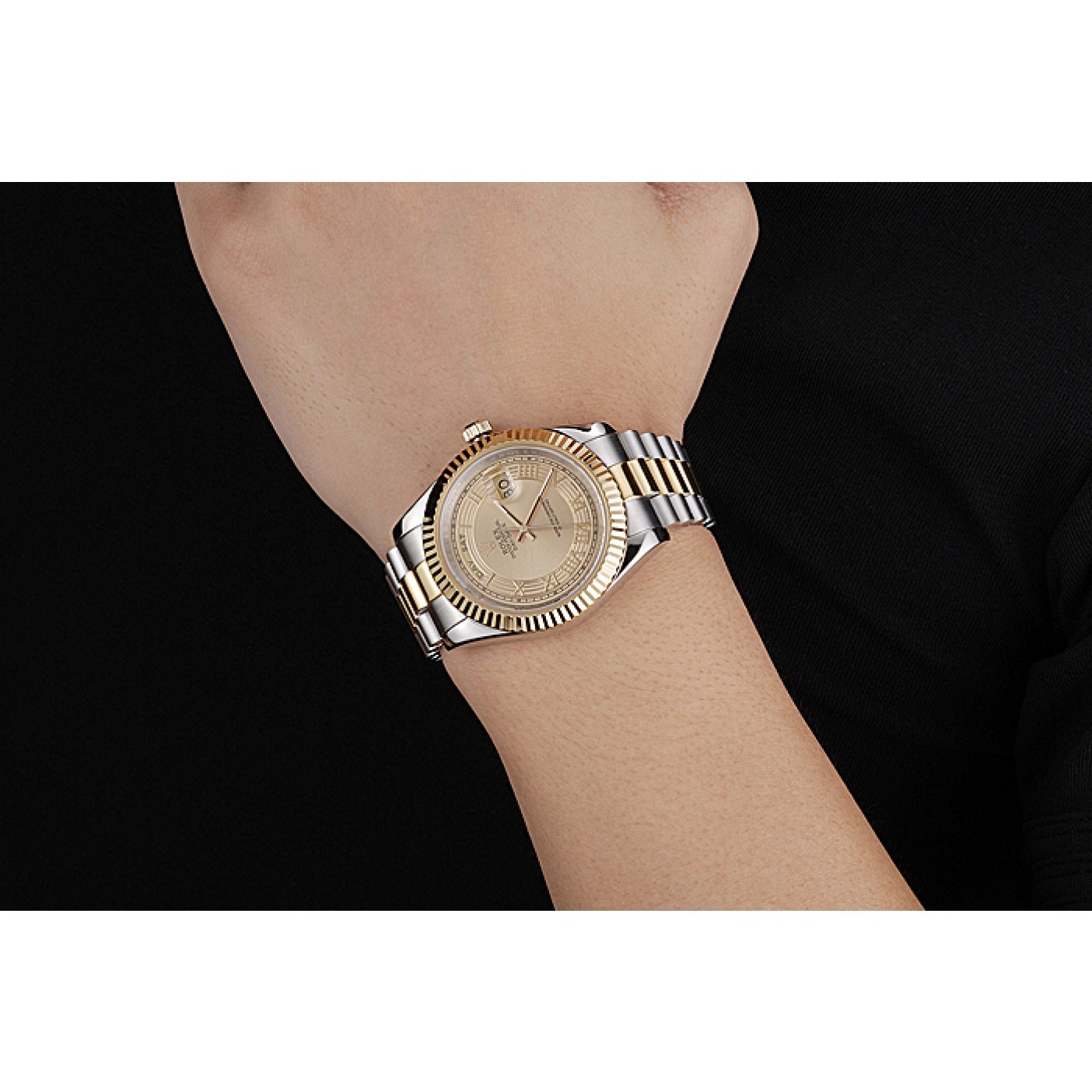 MiroTime Rolex Day-Date Two Tone Stainless Steel 18k Gold Plated Gold Dial