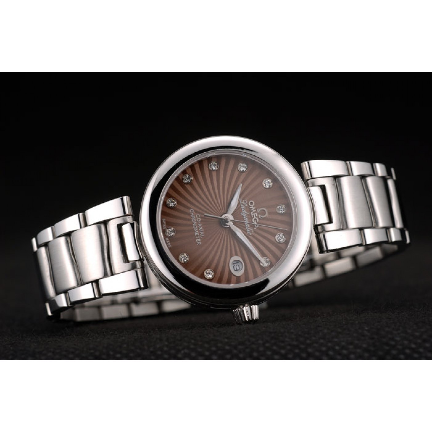 MiroTime Omega DeVille Ladymatic Stainless Steel Strap Brown Dial