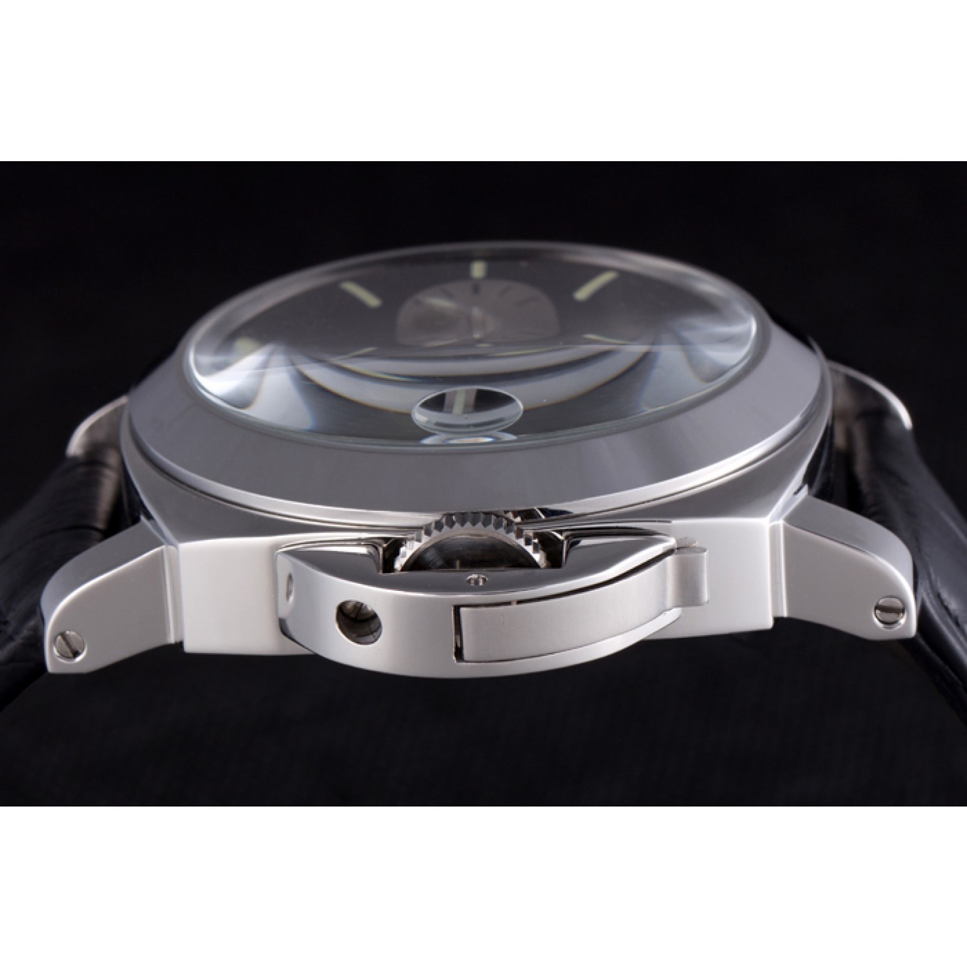 MiroTime Panerai Luminor Power Reserve Black Dial Black Leather Bracelet