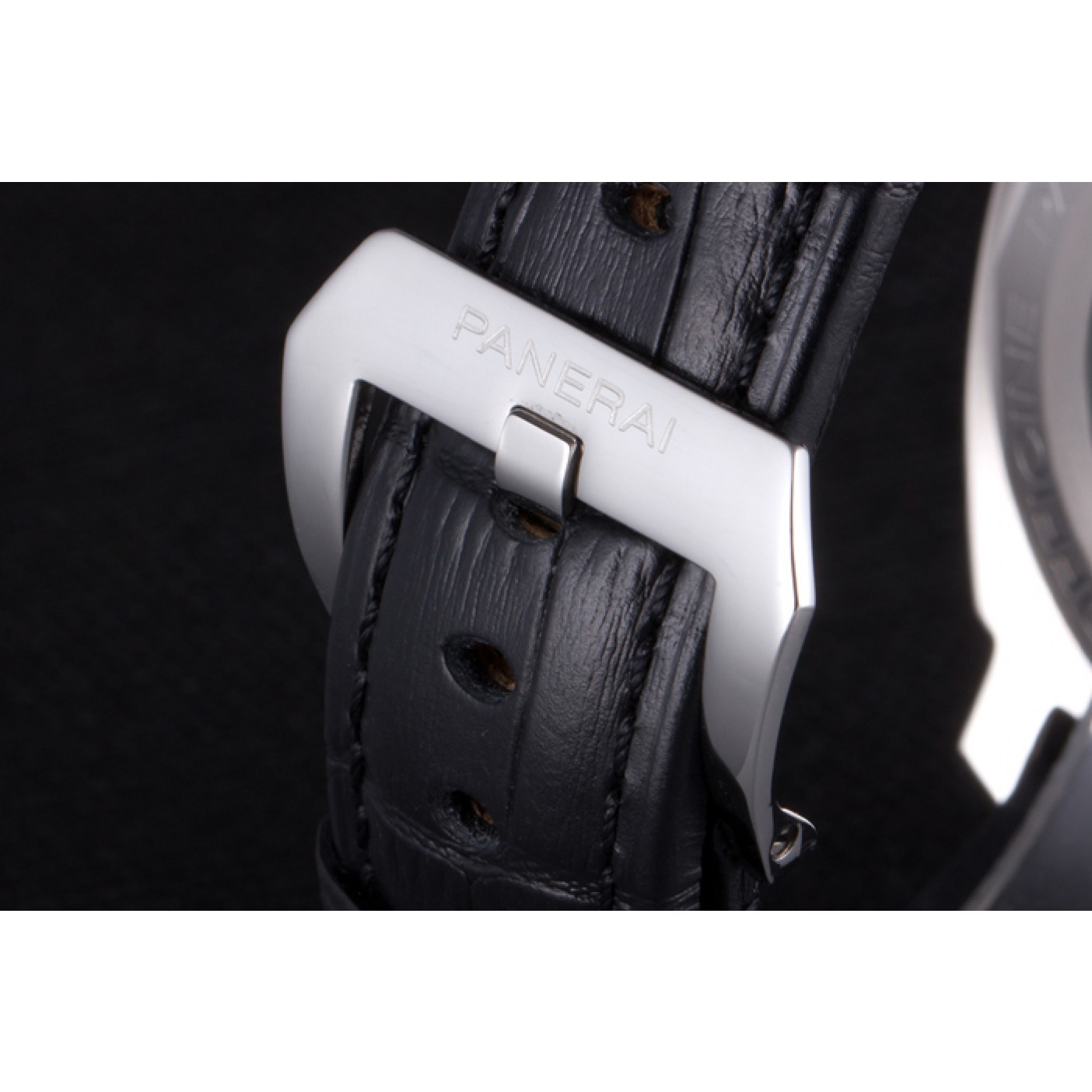 MiroTime Panerai Luminor Power Reserve Black Dial Black Leather Bracelet