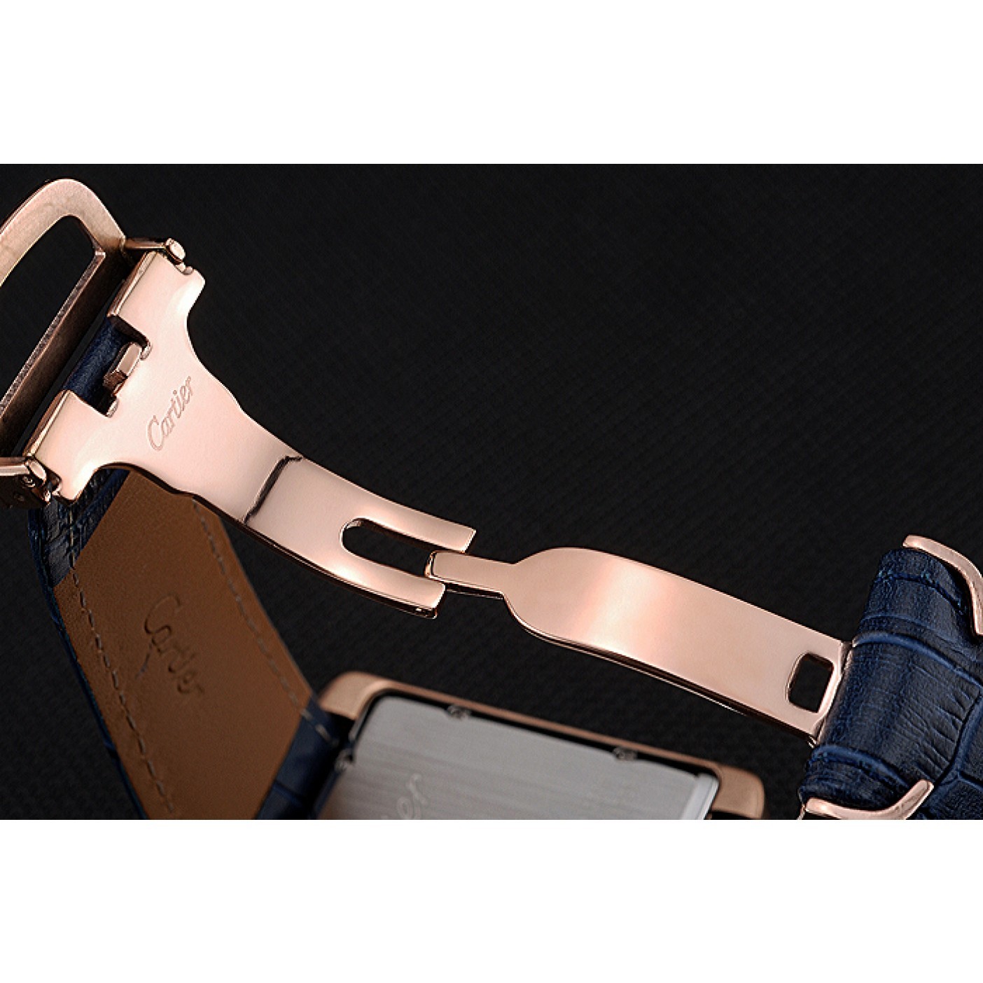 MiroTime Cartier Tank MC White Dial Gold Case Blue Leather Strap 622577