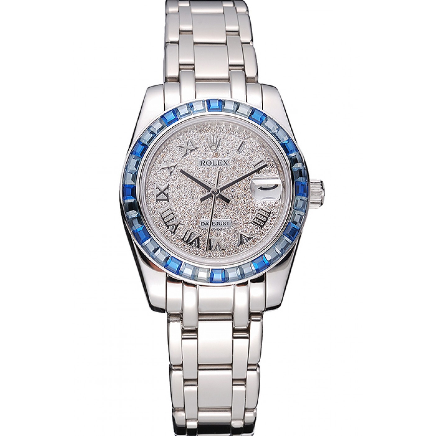MiroTime Rolex Datejust Diamond Dial Blue Jewels Bezel Stainless Steel Case And Bracelet 622834