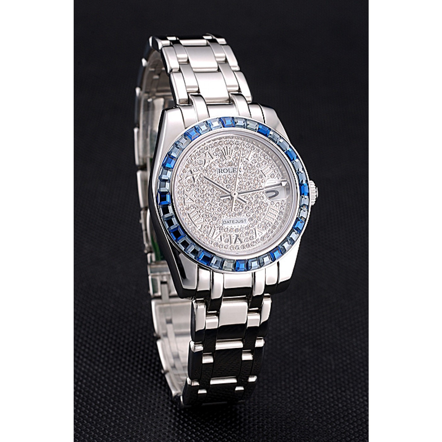 MiroTime Rolex Datejust Diamond Dial Blue Jewels Bezel Stainless Steel Case And Bracelet 622834