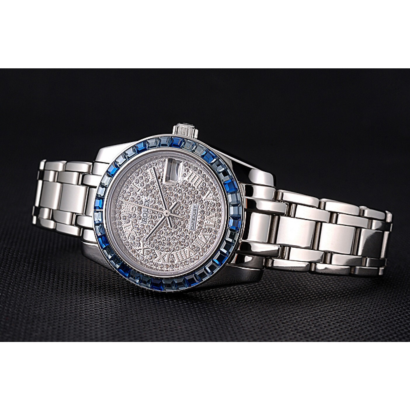 MiroTime Rolex Datejust Diamond Dial Blue Jewels Bezel Stainless Steel Case And Bracelet 622834