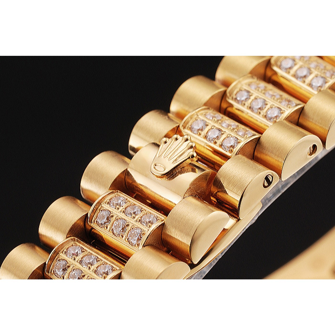MiroTime Swiss Rolex Day Date Yellow Gold Diamond Pave