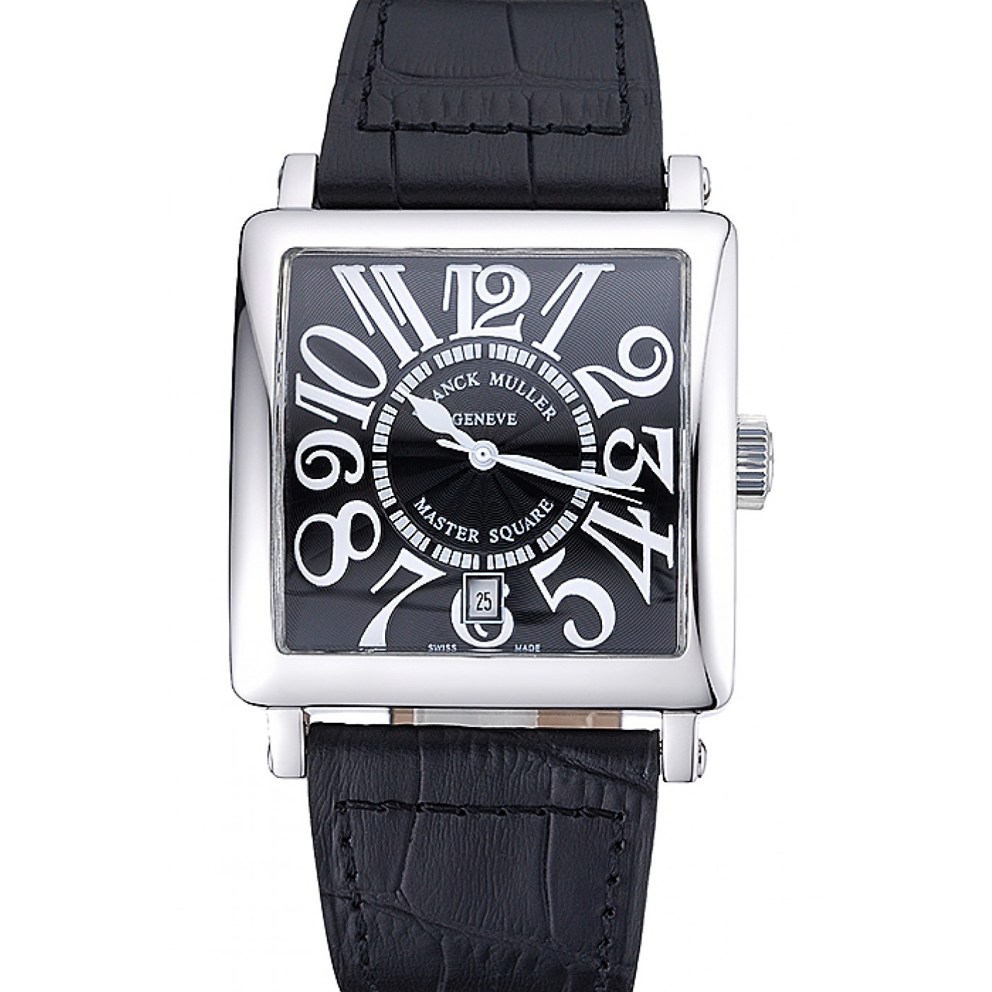 MiroTime Franck Muller Master Square Black Dial Silver Case Black Leather Band 622353