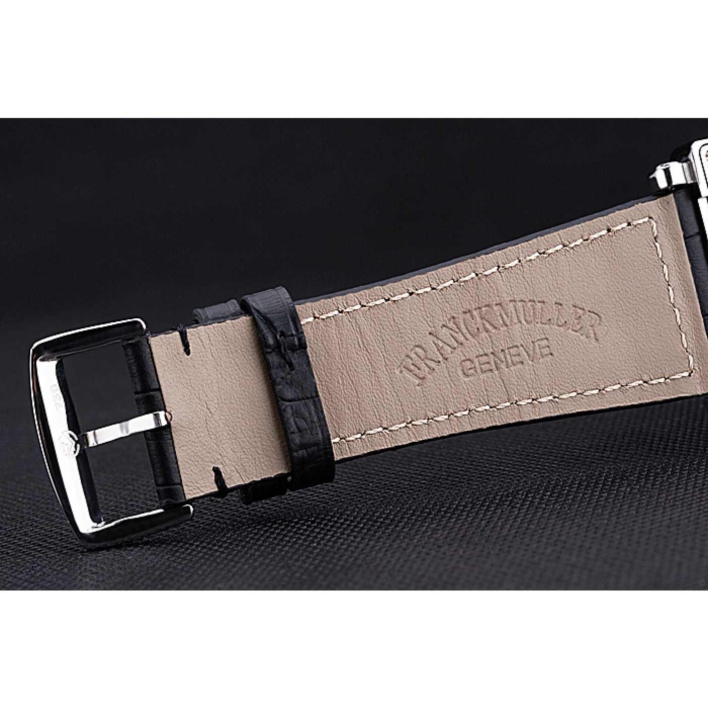 MiroTime Franck Muller Master Square Black Dial Silver Case Black Leather Band 622353