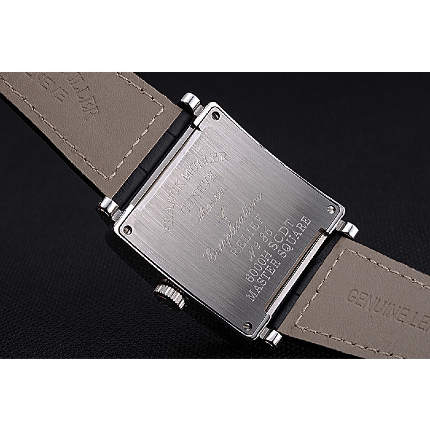 MiroTime Franck Muller Master Square Black Dial Silver Case Black Leather Band 622353