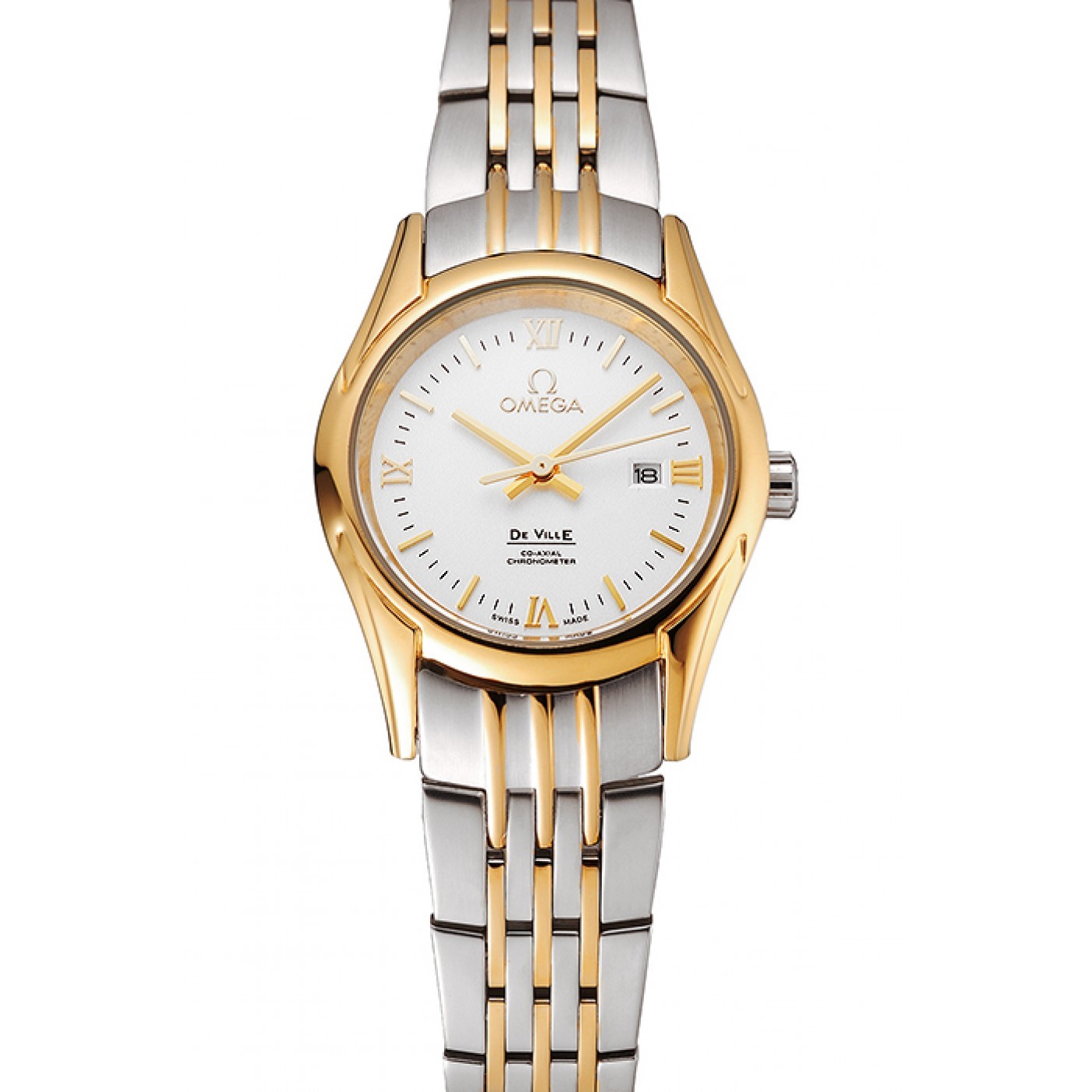 MiroTime Omega De Ville Ladies White Dial Gold Case Two Tone Bracelet 1453786