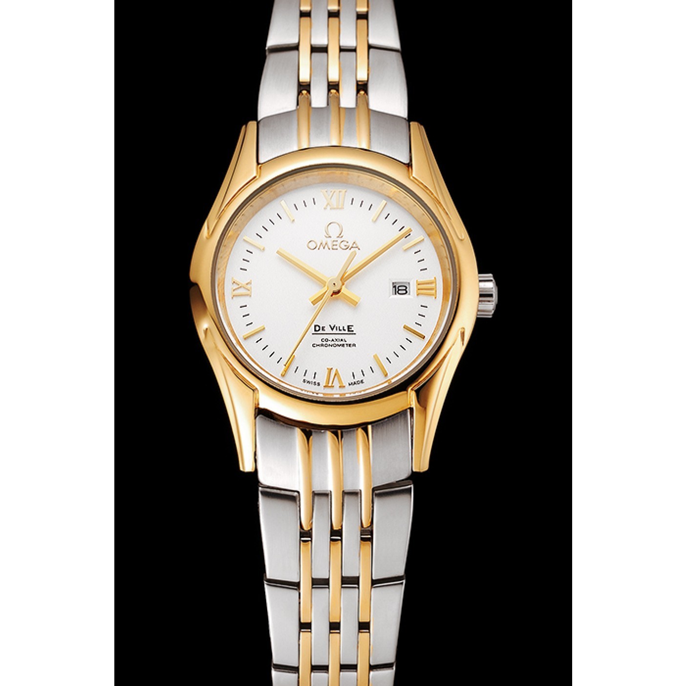MiroTime Omega De Ville Ladies White Dial Gold Case Two Tone Bracelet 1453786