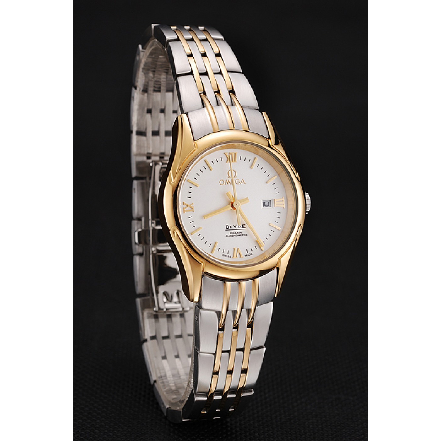 MiroTime Omega De Ville Ladies White Dial Gold Case Two Tone Bracelet 1453786