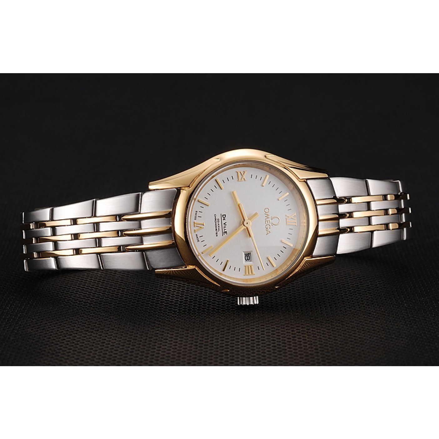 MiroTime Omega De Ville Ladies White Dial Gold Case Two Tone Bracelet 1453786