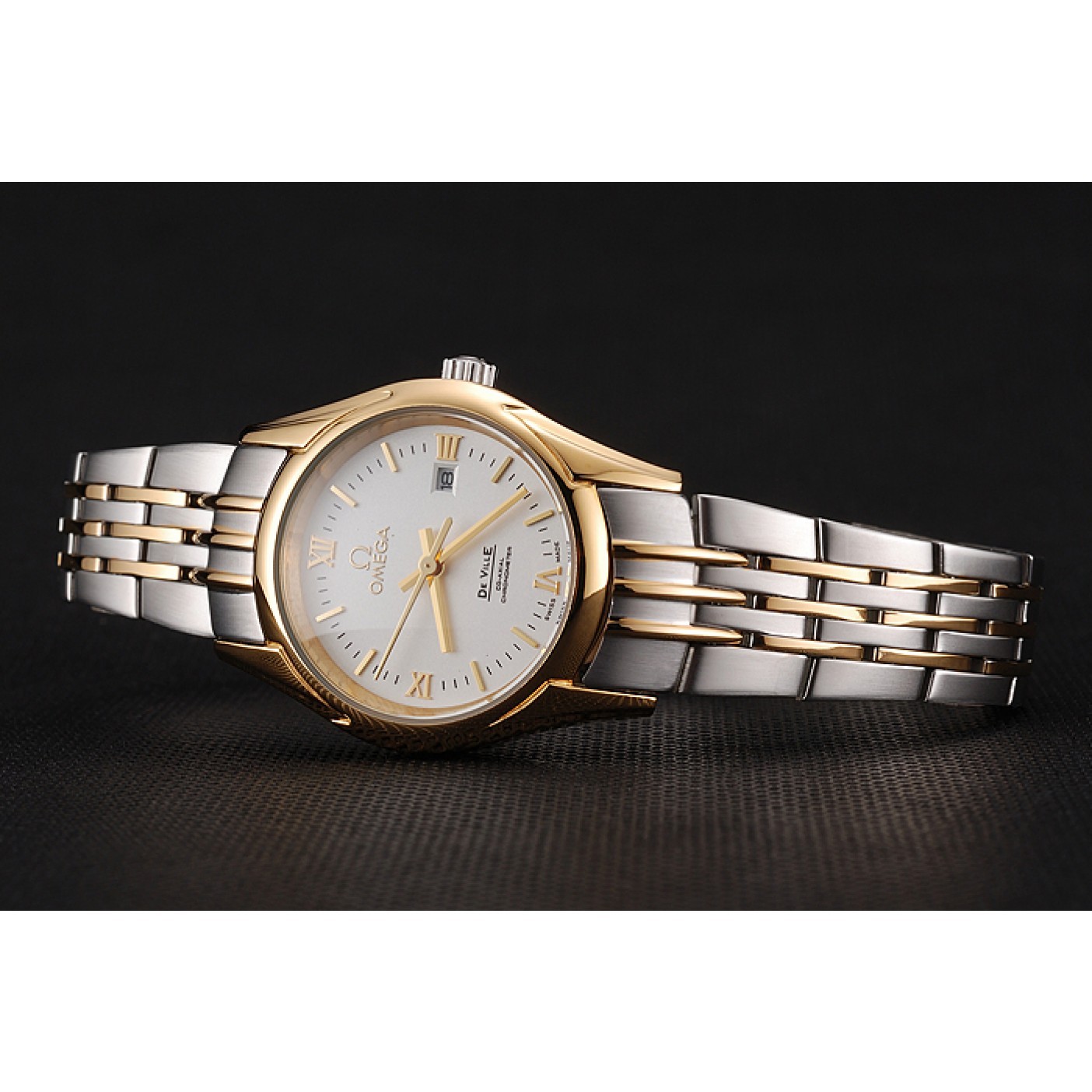MiroTime Omega De Ville Ladies White Dial Gold Case Two Tone Bracelet 1453786